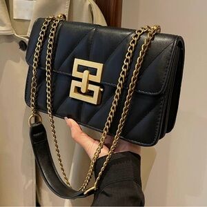 Fashion Chain Strap Quilted Pu Leather Square Bag, Simple Plain Rhombus Embossed